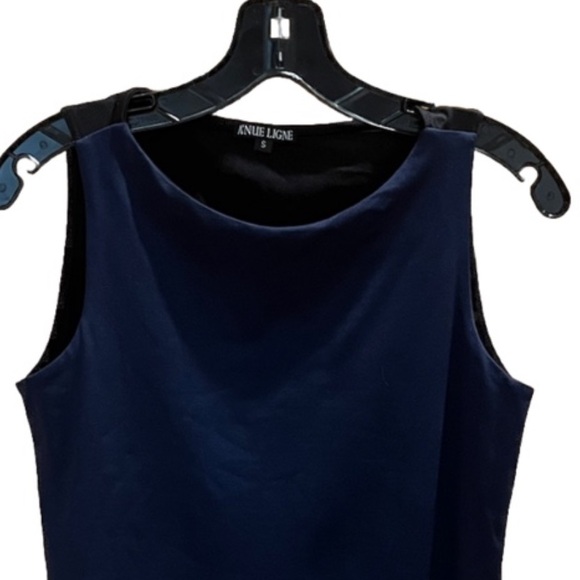 A'nue Ligne Navy Blue/Black Stretch Tank Top Size Small - Picture 2 of 8